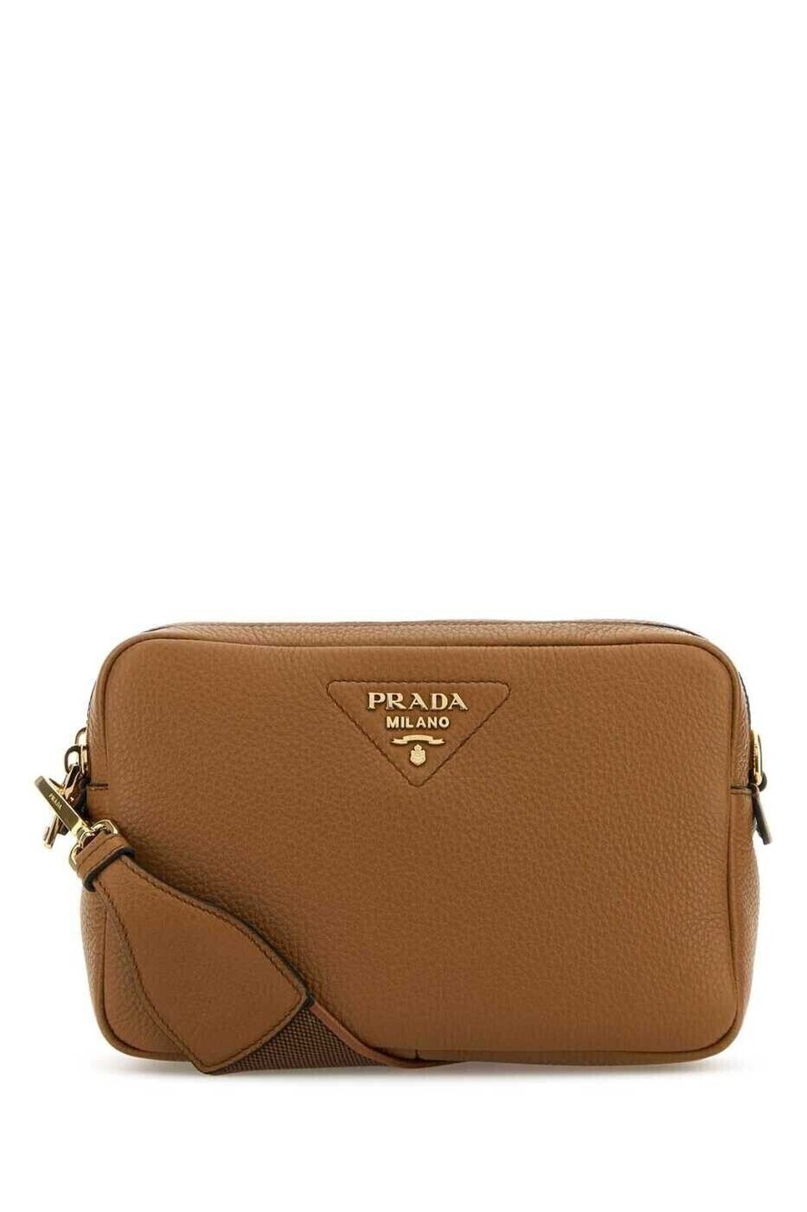 Prada Saffiano Leather Camera Crossbody Bag Brown
